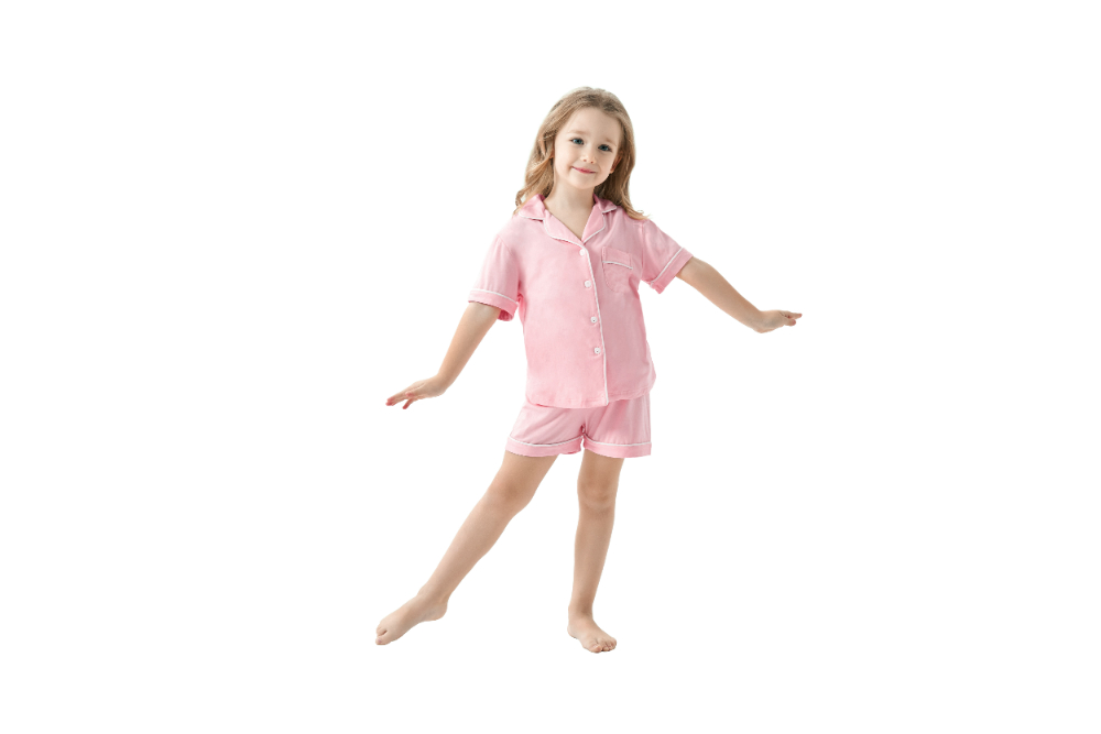 SWOMOG Unisex Girls Boys Modal Pajamas Set Button-Down PJs Short Sleeve Sleepwear Two-Piece Lounge Sets