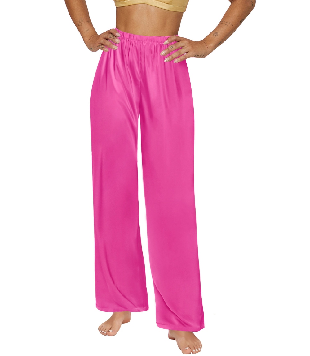 SWOMOG Women's Silk Satin Pajama Pants Longs Silky Sleep Pants Loungewear Trousers Elastic Waist Lounge Pj Bottoms